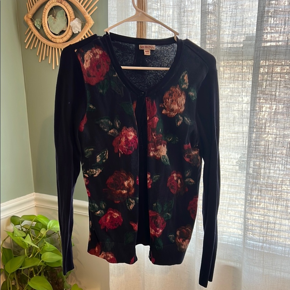 New York & Company Floral Cardigan
